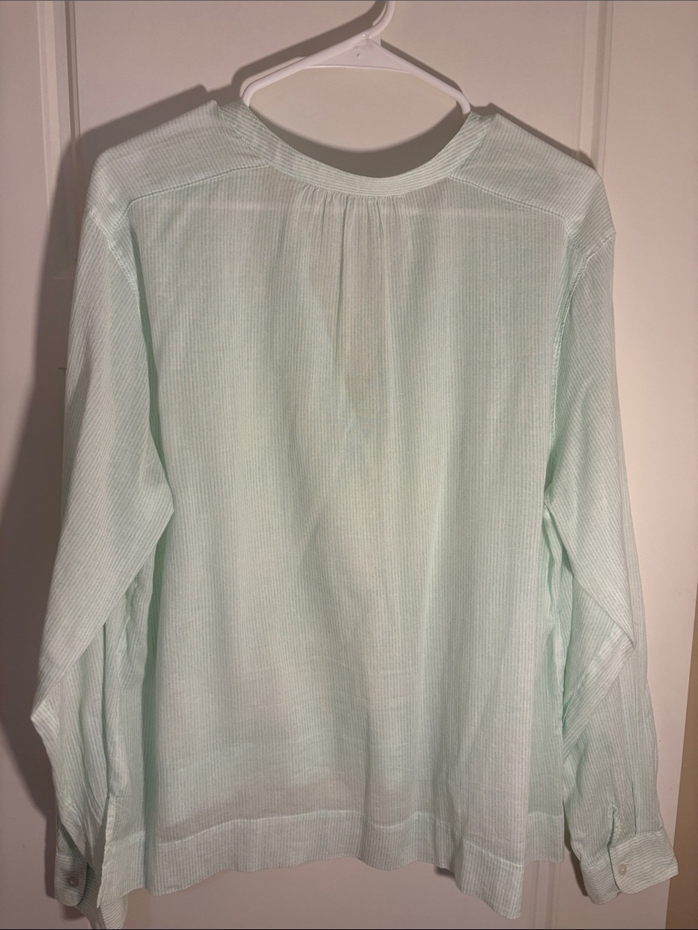 Carve Designs Mint Green Long Sleeved Vneck Blouse (L) - Picture 2 of 3
